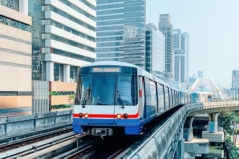 skytrain mass transit with cityscape. skytrain mass transit with cityscape
