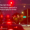 LED "no turn on red" blank-out sign at a signalized intersection--dark when activated, it lights up only when turns are prohibited.